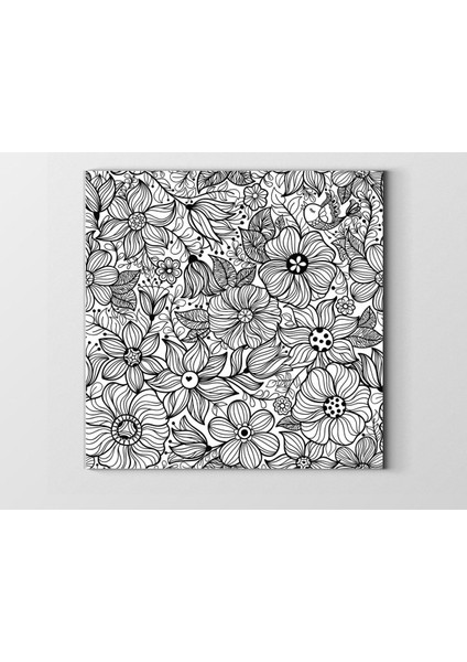 Çiçekli Desen Boyama Tablo Tablosu-Çerçevesiz - 30X30