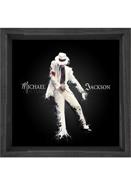 Michael Jackson Tablosu-Siyah Ahşap Çerçeve - 80X80