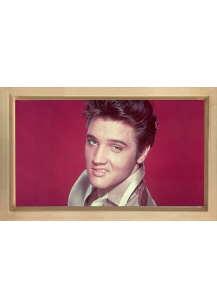 Elvis Presley Tablosu-Naturel Ahşap Çerçeve - 70 x 100 cm