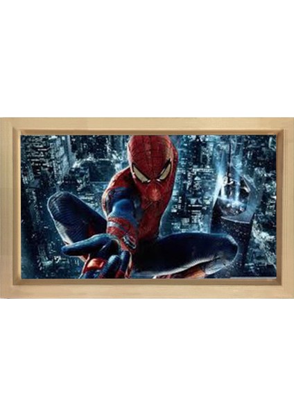 Spiderman Tablosu-Naturel Ahşap Çerçeve - 50 x 90 cm