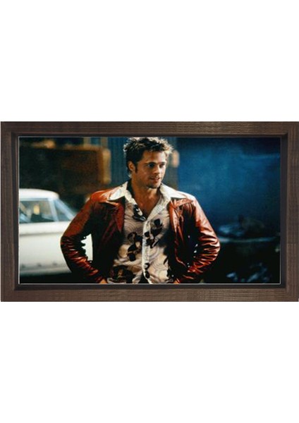 Fight Club Tablosu-Kahverengi Ahşap Çerçeve - 100 x 150 cm