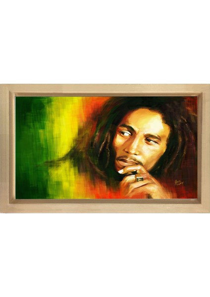 Bob Marley Tablosu-Naturel Ahşap Çerçeve - 50 x 90 cm