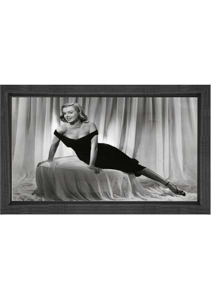 Marilyn Monroe Siyah Beyaz Tablosu-Siyah Ahşap Çerçeve - 40 x 60 cm