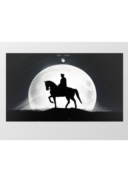 Atatürk ve Ay Tablosu-Çerçevesiz - 45 x 30 cm