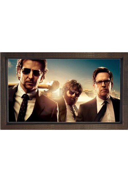 Hangover Film Afişi Tablosu-Kahverengi Ahşap Çerçeve - 40 x 60 cm