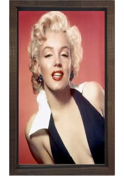 Marilyn Monroe Tablosu-Kahverengi Ahşap Çerçeve - 50 x 90 cm