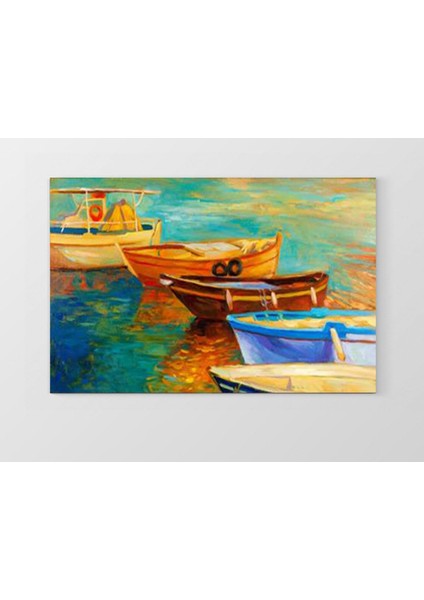 Kayıklar Yağlı Boya Reprödiksiyon Tablosu-Çerçevesiz - 45 x 30 cm