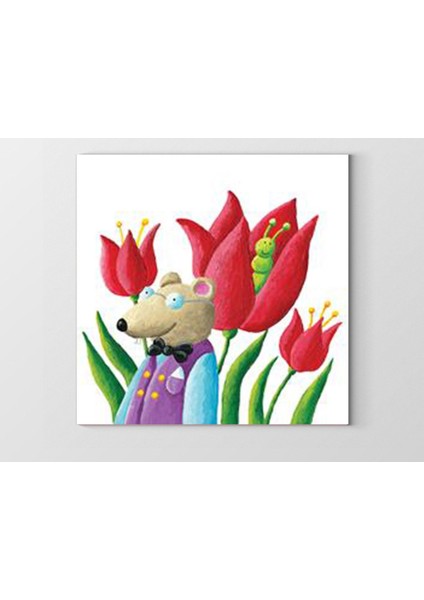 Proteson Fare Çiçekler Tablosu-Çerçevesiz - 100 x 100 cm