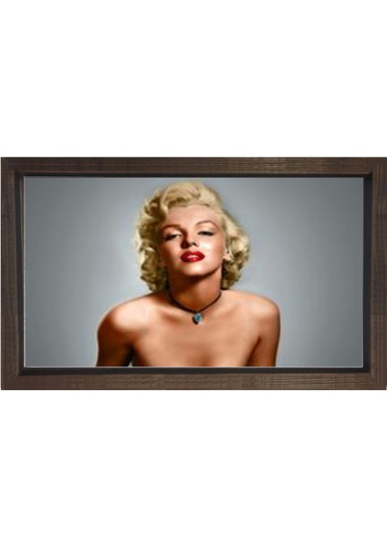 Marilyn Monroe Tablosu-Kahverengi Ahşap Çerçeve - 50 x 70 cm