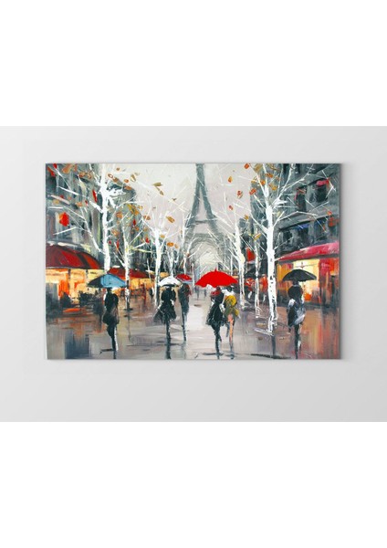 Paris Şehir Manzarası Tablosu-Çerçevesiz - 45 x 30 cm