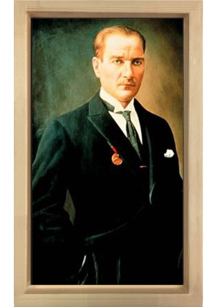 Atatürk Tablosu-Naturel Ahşap - 40 x 60 cm