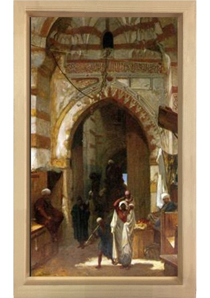 Han Kapısı Tablosu-Naturel Ahşap Çerçeve - 100 x 200 cm