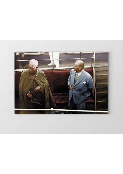 Atatürk ve Iran Şahı Tablosu-Çerçevesiz - 45 x 30 cm