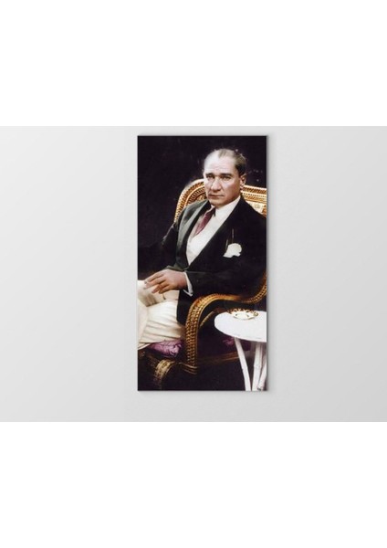 Atatürk Kahve Içerken Tablosu-Çerçevesiz - 45 x 30 cm
