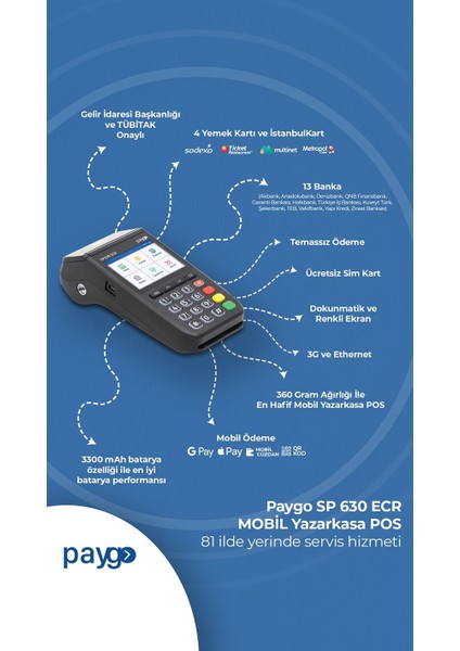 SP630 Ecr Yeni Nesil Mobil Pos Yazarkasa