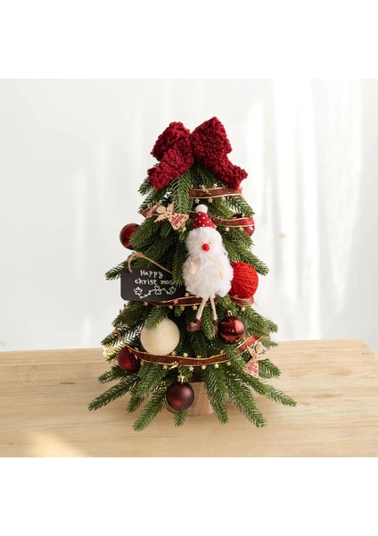 Nordic Tarzı Pe 40 cm Noel Ağacı Şömine Mutfak Festivali Xmas Ağaçları Kırmızı Dekor ile