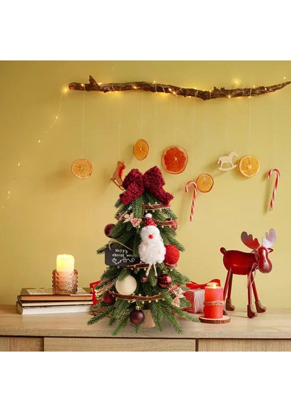 Nordic Tarzı Pe 40 cm Noel Ağacı Şömine Mutfak Festivali Xmas Ağaçları Kırmızı Dekor ile