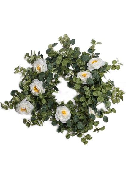 Yapay Vines Faux Eucalyptus Kamelya Garland Düğün Açık Dekor Için Büyük Beyaz Çiçek