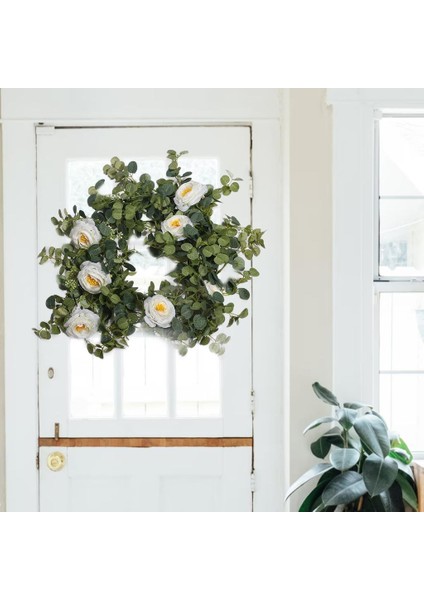 Yapay Vines Faux Eucalyptus Kamelya Garland Düğün Açık Dekor Için Büyük Beyaz Çiçek fırsatları