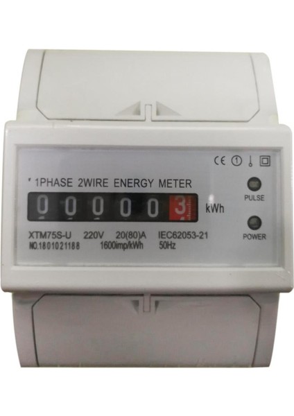 Güç Watt Saat Ölçer Enerji Monitörü Kwh Dın-Rail 20 (80) 1 Tel 80A