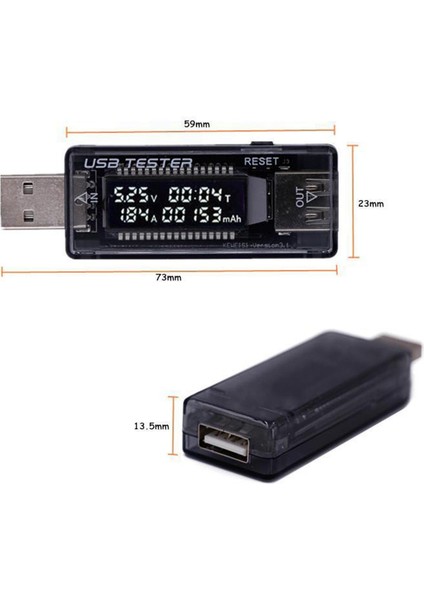 USB Akım Gerilim Dedektörü Voltmetre Ampermetre Test Cihazı 3 1 Siyah