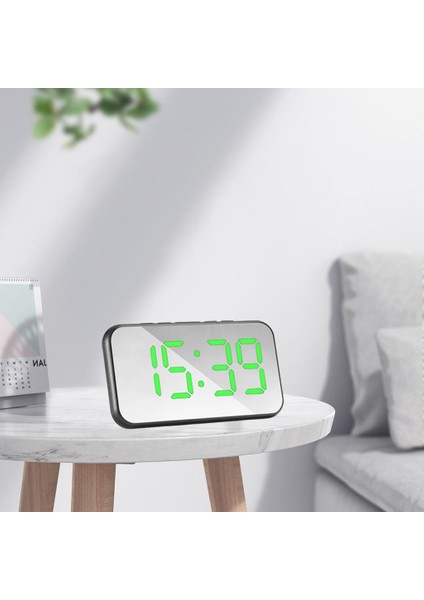 Dijital LED Masası Çalar Saat Ayna Ekran USB Erteleme Sıcaklık Saati Yeşil indirimleri