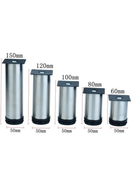 Paslanmaz Çelik Mobilya Boltaşı Ayakları / 4 Paket / Yüksek / 2 Inç Dia 12CM