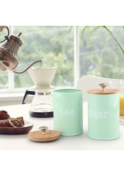 Mutfak Metal Baharat Baharat Teneke Kutu Seti Çay Kahve Depolama Tencere Yeşil(Yurt Dışından)