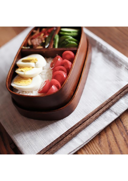 Ev Ahşap Oval Şekilli Bento Öğle Yemeği Suşi Gıda Kutusu Sofra Kase Konteyner # 1 1 #