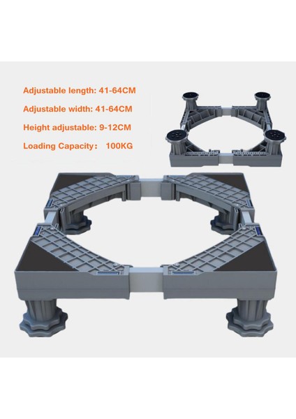 Ayarlanabilir Çamaşır Makinesi Standı Kararlı Buzdolabı Taban Desteği 4 Güçlü Feet Gri (Yurt Dışından)
