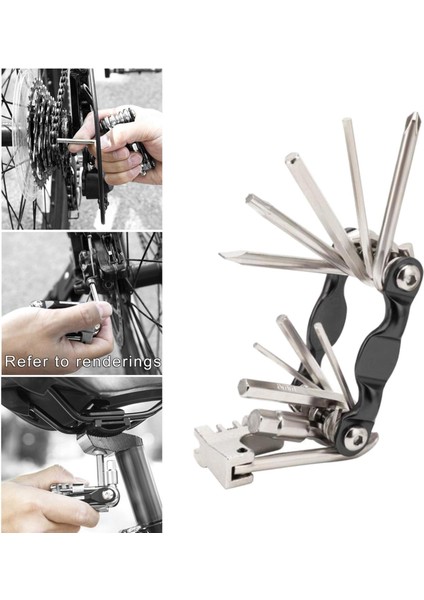 11 In 1 Kit Işlevli Bisiklet Onarım Aracı Yama Set Dağ Bisiklet Siyah