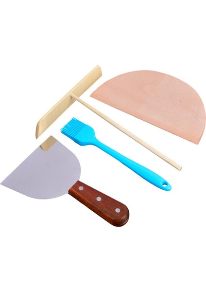 4 Parça Krep Serpme Pancake Pişirme Uygun Malzemeler Ahşap Ev Yarım Bölge Kürek