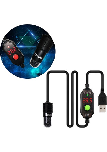Mini Akvaryum Balık Tankı Isıtıcı Dijital Ekran Kaplumbağa Tankı LED Isıtma Çubuğu