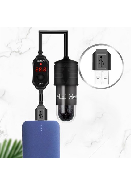 Mini Akvaryum Balık Tankı Isıtıcı Dijital Ekran Kaplumbağa Tankı LED Isıtma Çubuğu