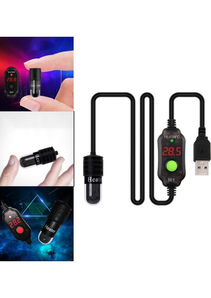 Mini Akvaryum Balık Tankı Isıtıcı Dijital Ekran Kaplumbağa Tankı LED Isıtma Çubuğu
