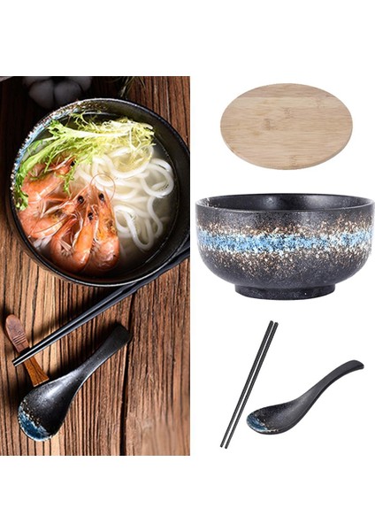 Seramik Japon Ramen Kase Büyük 1500 ml Porselen Kase Kapak ve Kaşıkla fiyatları