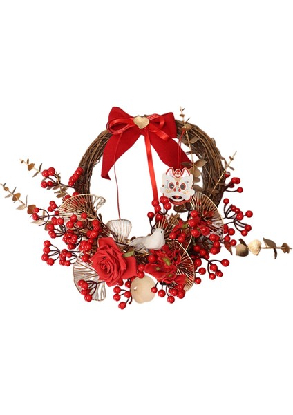 Dekoratif Kırmızı Berry Çelenk Duvar Dekor Ön Kapı Xmas Holiday Için Yenilik