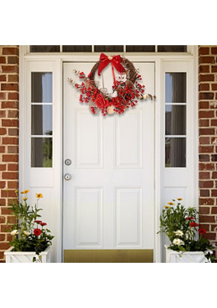 Dekoratif Kırmızı Berry Çelenk Duvar Dekor Ön Kapı Xmas Holiday Için Yenilik fiyatları
