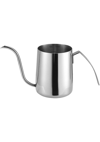 Paslanmaz Çelik Kahve Su Isıtıcısı Gooseneck Borulu Cezve Yapışmaz Kaplama 350ML Gümüş