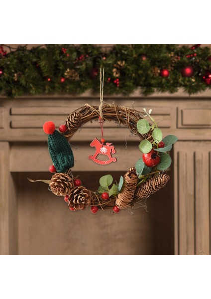 8 "noel Çelenk Çelenk Ön Kapı Ev Dekor Için Kurutulmuş Çiçek Pinecones