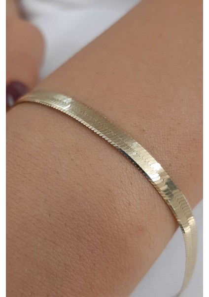 14 Ayar Altın Italyan Ezme Orta Boy Bileklik