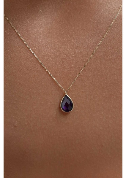 14 Ayar Altın Ametist Taşlı Damla Kolye fiyatları