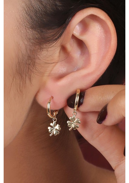 14 Ayar Altın Yonca Sallantılı Küpe 3 fiyatları