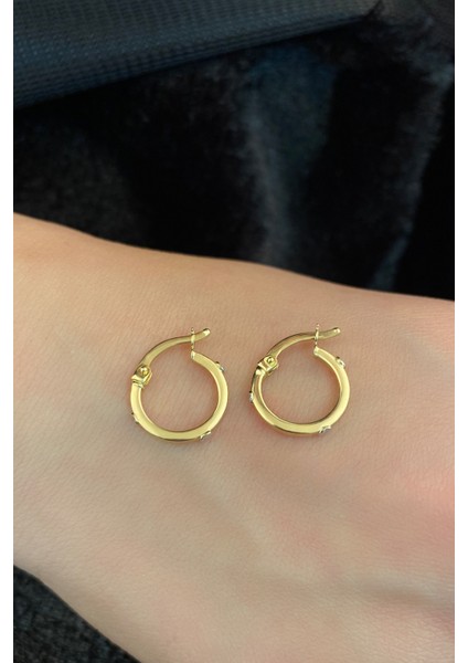 14 Ayar Altın Vida Desenli Halka Küpe 5 fiyatları