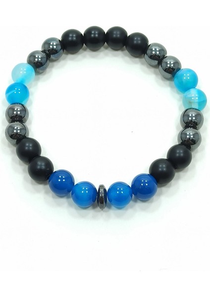 Stres Bilekliği Hematit Oniks Akik Doğal Taş Bileklik modelleri