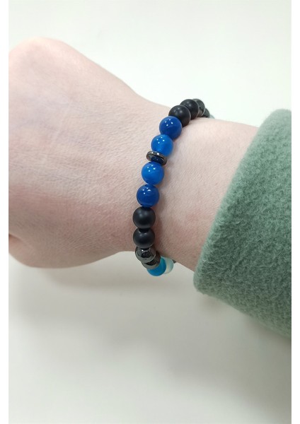 Stres Bilekliği Hematit Oniks Akik Doğal Taş Bileklik indirimleri