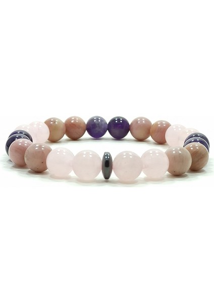 Aşk Bilekliği Pembe Kuvars Rodonit Ametist Doğal Taş Bileklik fiyatları