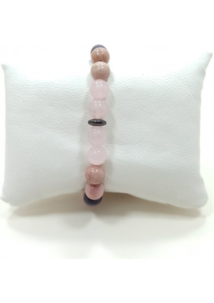 Aşk Bilekliği Pembe Kuvars Rodonit Ametist Doğal Taş Bileklik fırsatları