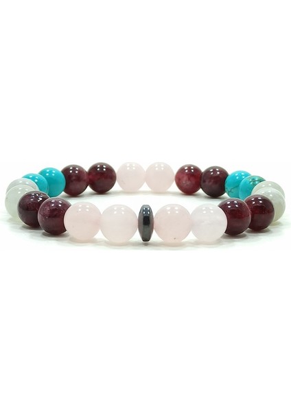 Cazibe Bilekliği Pembe Kuvars Granat(Lal) Aytaşı Turkuaz Doğal Taş Bileklik fiyatları