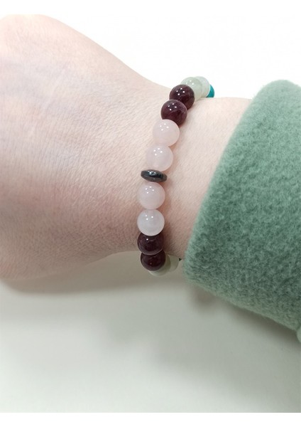 Cazibe Bilekliği Pembe Kuvars Granat(Lal) Aytaşı Turkuaz Doğal Taş Bileklik fırsatları